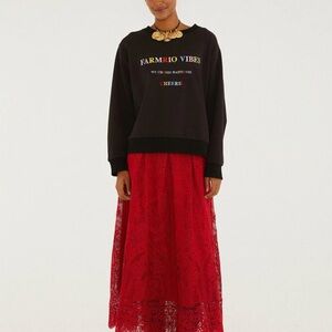 NWT FARM Rio Red Guipure Boho Garden Skirt